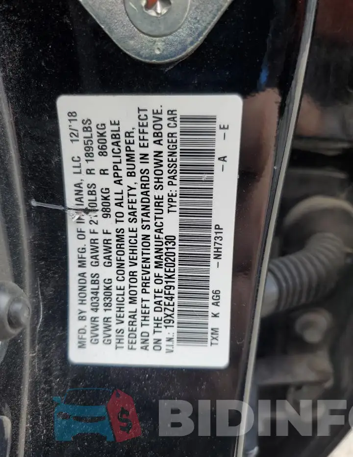 19XZE4F91KE020130 Photo# 12