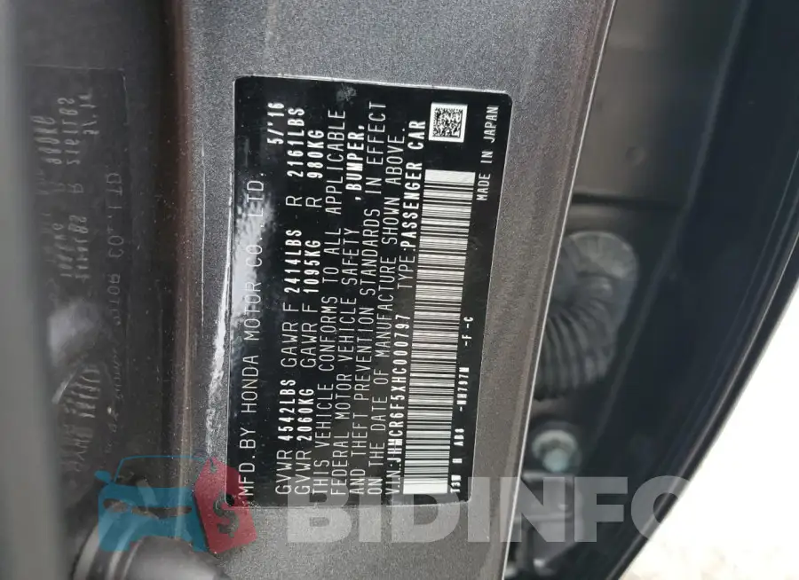 JHMCR6F5XHC000797 Photo# 12