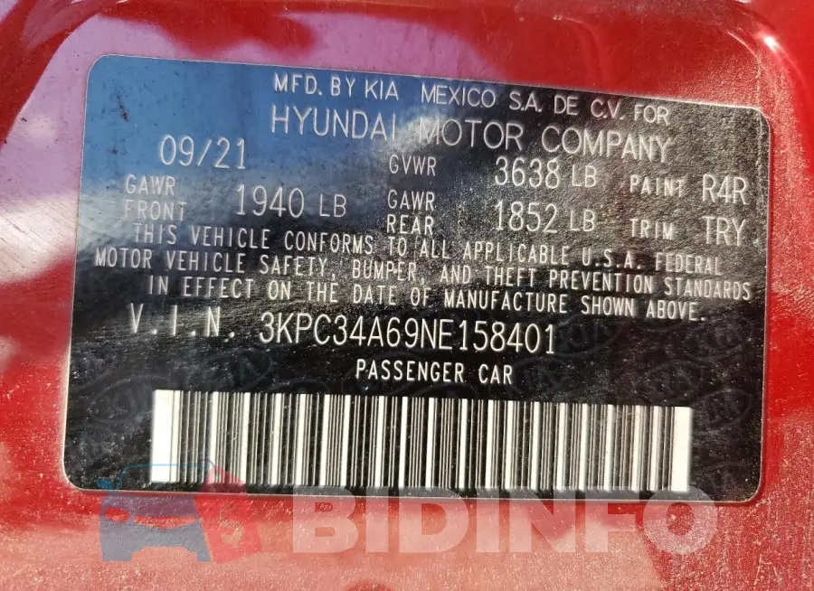 3KPC34A69NE158401 Photo# 13