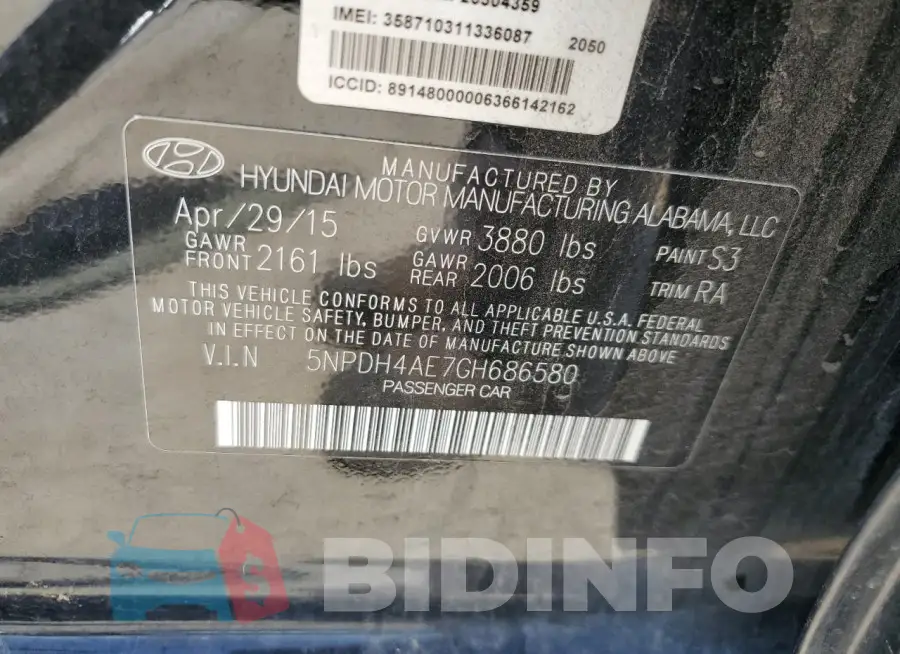 5NPDH4AE7GH686580 Photo# 13