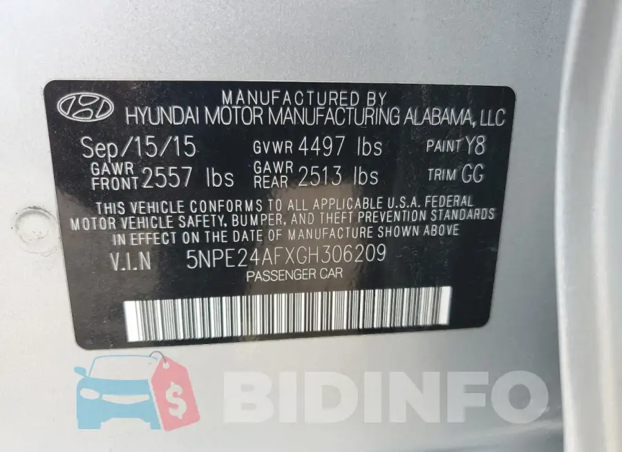 5NPE24AFXGH306209 Photo# 13