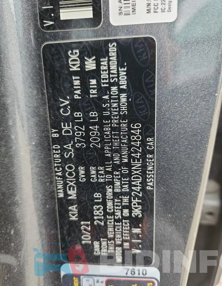 3KPF24ADXNE424846 Photo# 13