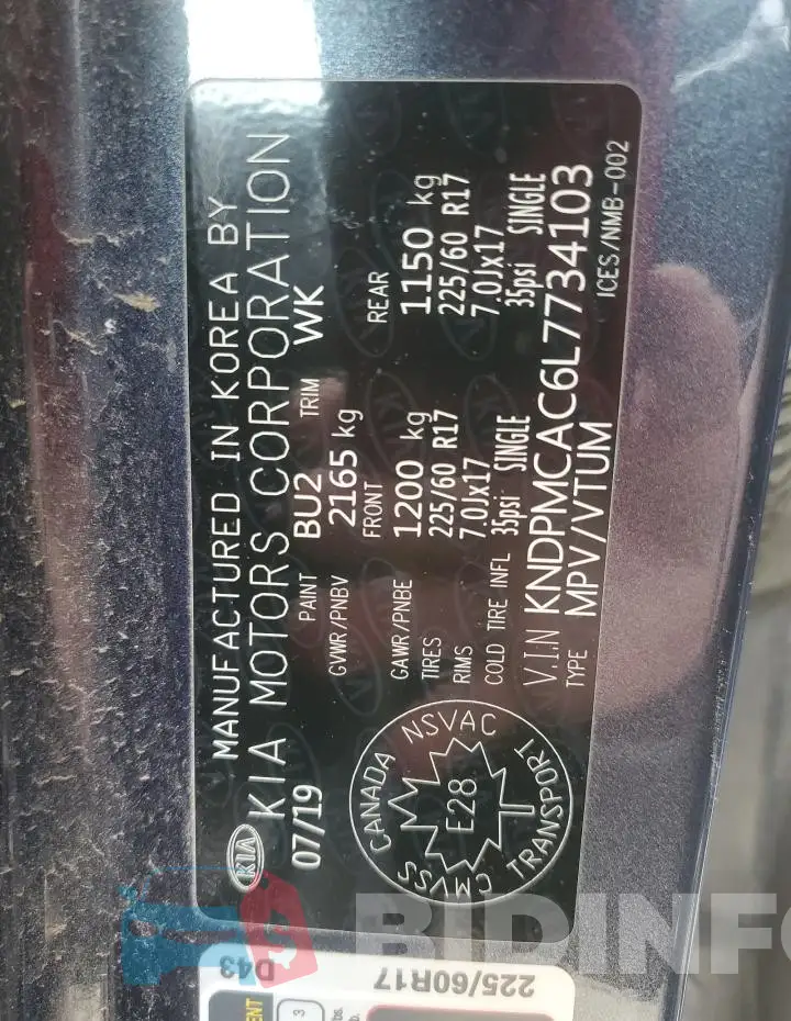 KNDPMCAC6L7734103 Photo# 13
