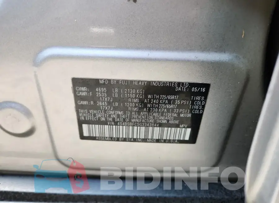 4S4BSBFC5G3343844 Photo# 14
