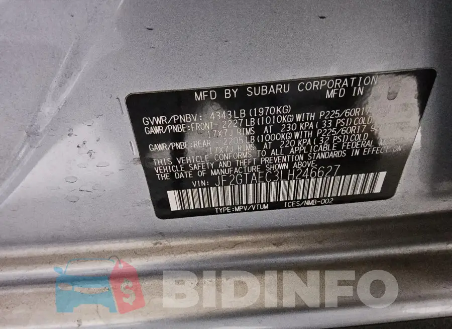 JF2GTAEC3LH246627 Photo# 13