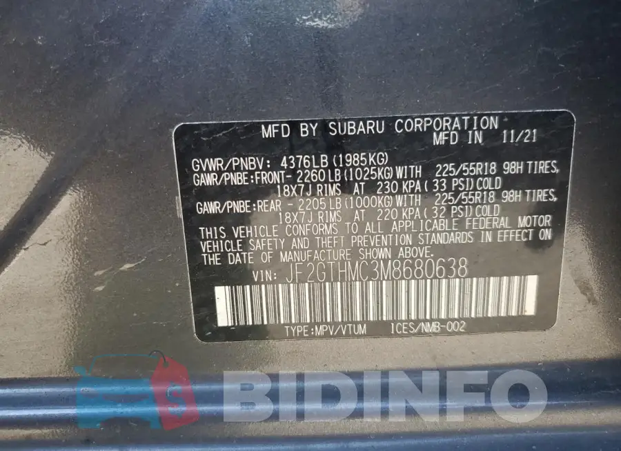 JF2GTHMC3M8680638 Photo# 14