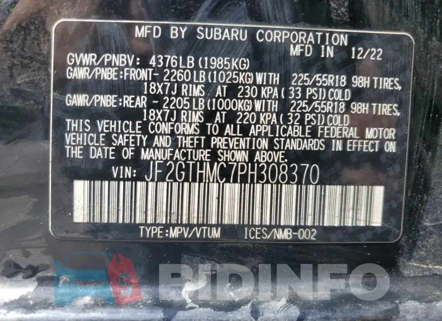 JF2GTHMC7PH308370 Photo# 14