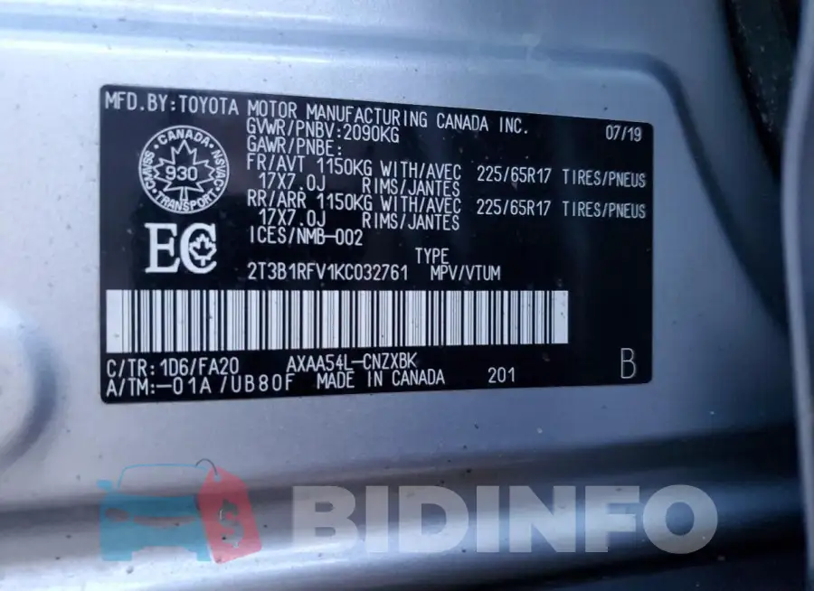2T3B1RFV1KC032761 Photo# 13