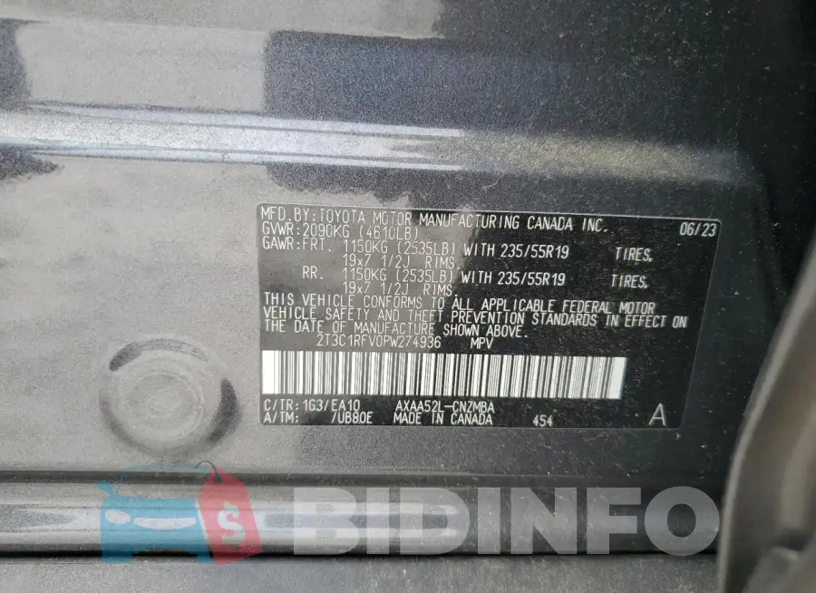 2T3C1RFV0PW274936 Photo# 13