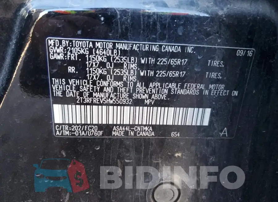 2T3RFREV5HW550932 Photo# 13