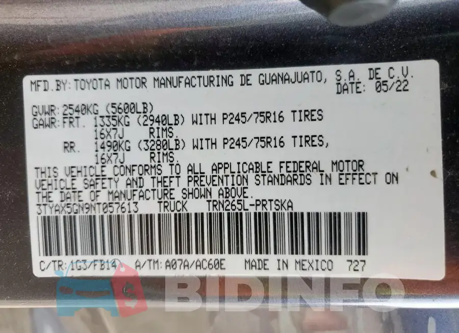 3TYAX5GN9NT057613 Photo# 12