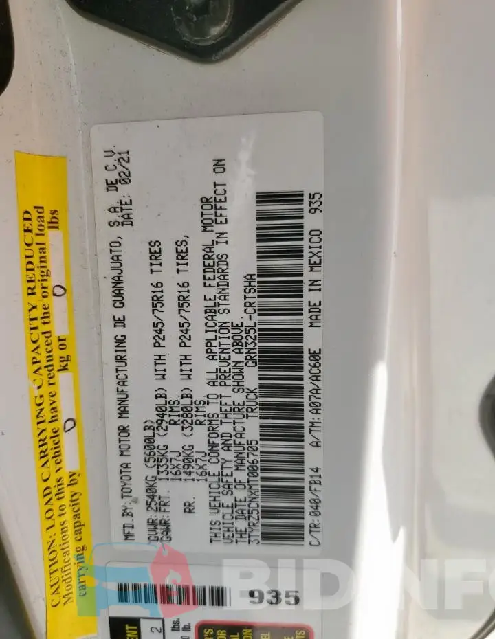 3TYRZ5CNXMT006705 Photo# 12