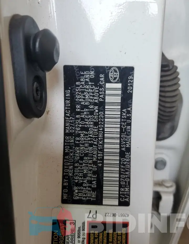 4T1BF1FK1HU402230 Photo# 12