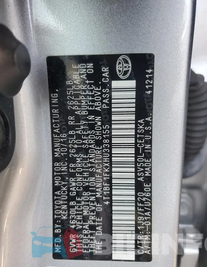 4T1BF1FKXHU338155 Photo# 13