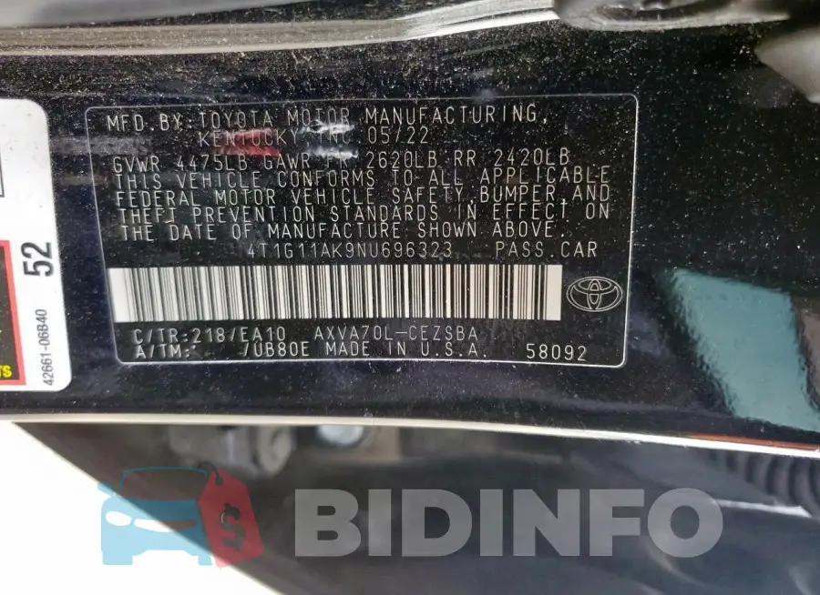 4T1G11AK9NU696323 Photo# 13