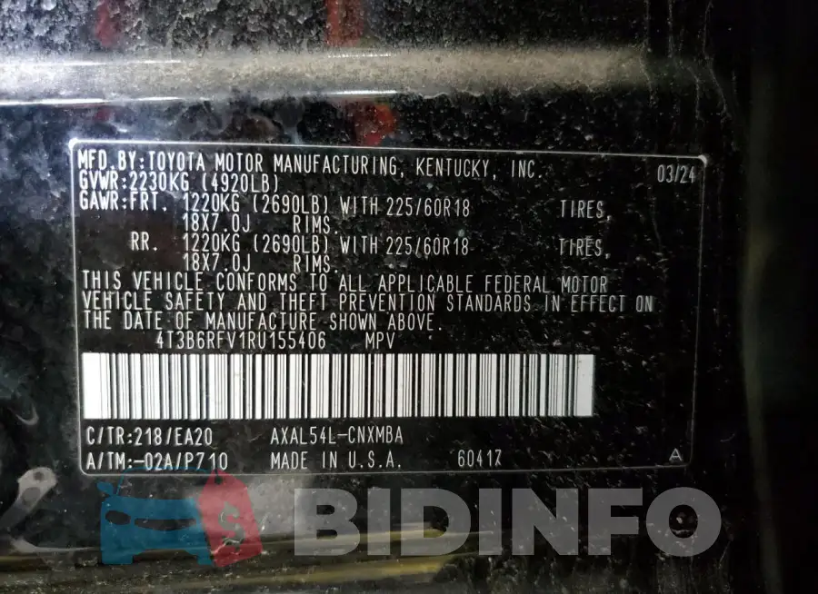 4T3B6RFV1RU155406 Photo# 14
