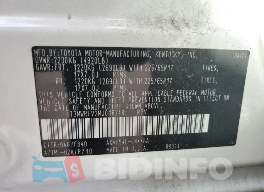 4T3MWRFV2MU018248 Photo# 13