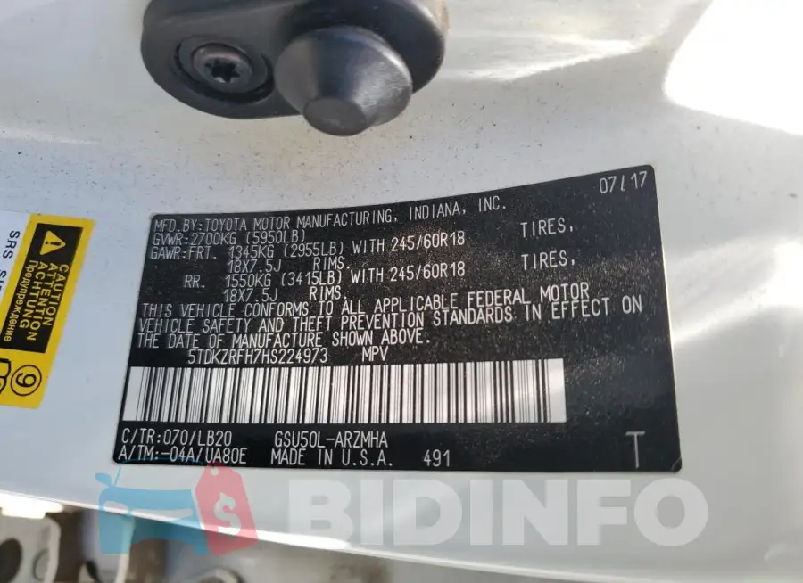 5TDKZRFH7HS224973 Photo# 12