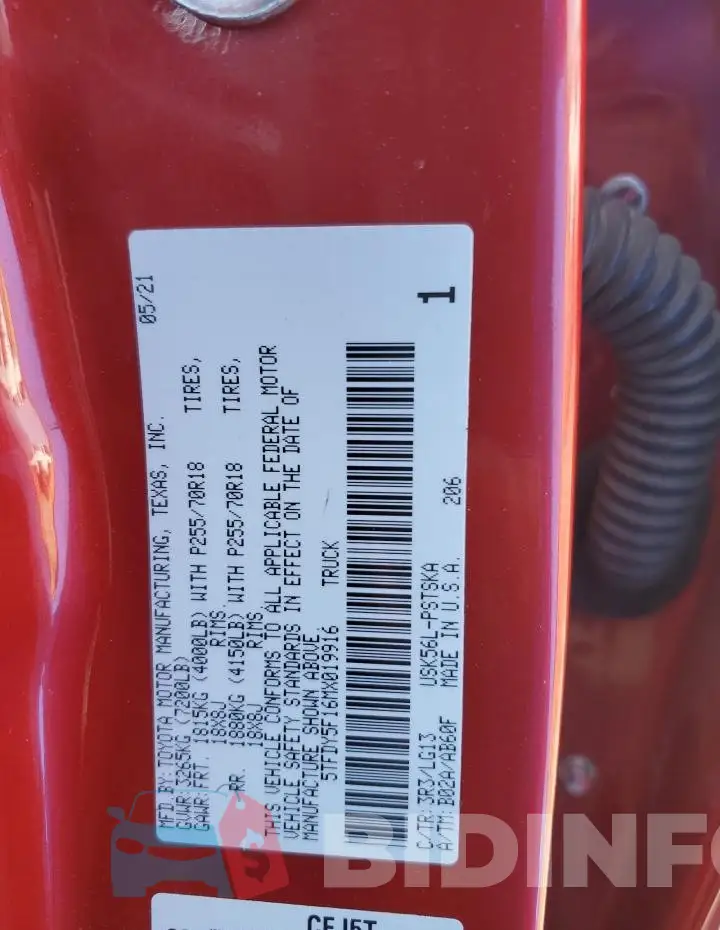 5TFDY5F16MX019916 Photo# 13