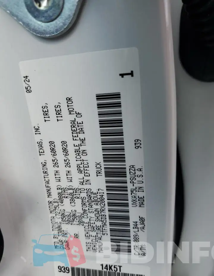 5TFMA5DB7RX200417 Photo# 12