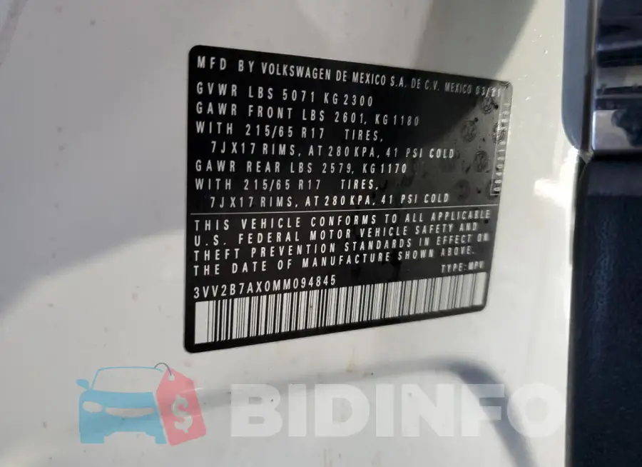3VV2B7AX0MM094845 Photo# 12