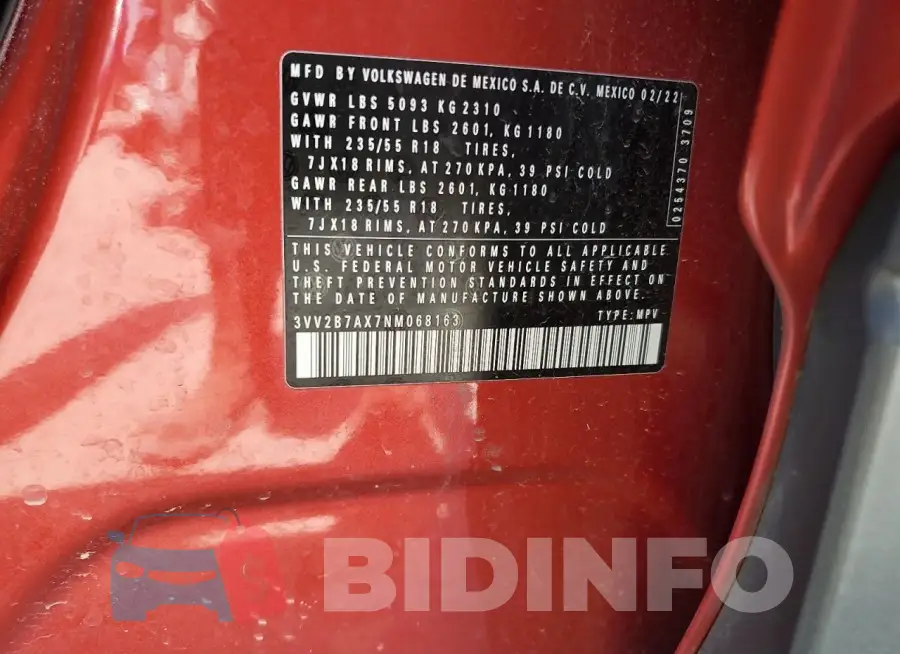 3VV2B7AX7NM068163 Photo# 12