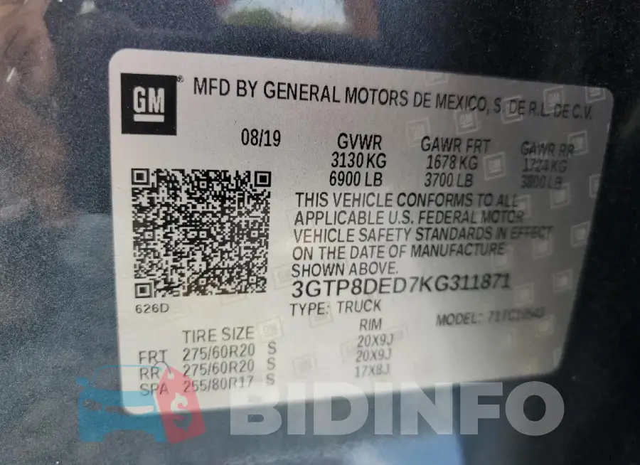 3GTP8DED7KG311871 Photo# 13
