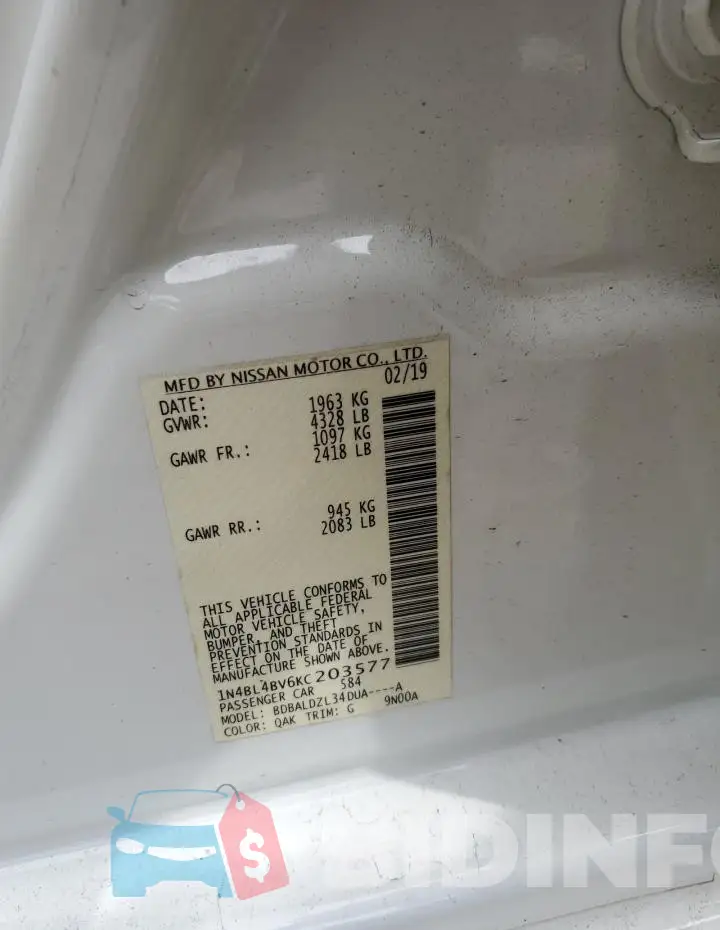 1N4BL4BV6KC203577 Photo# 12
