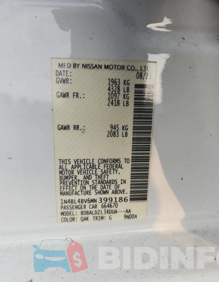 1N4BL4BV6MN399186 Photo# 12