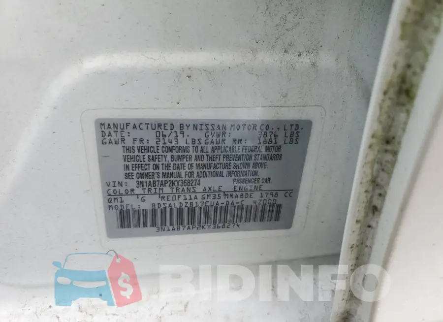 3N1AB7AP2KY368274 Photo# 12