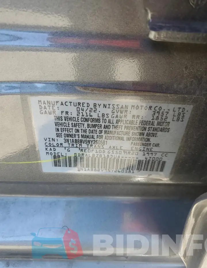 3N1AB8BV9NY260581 Photo# 12