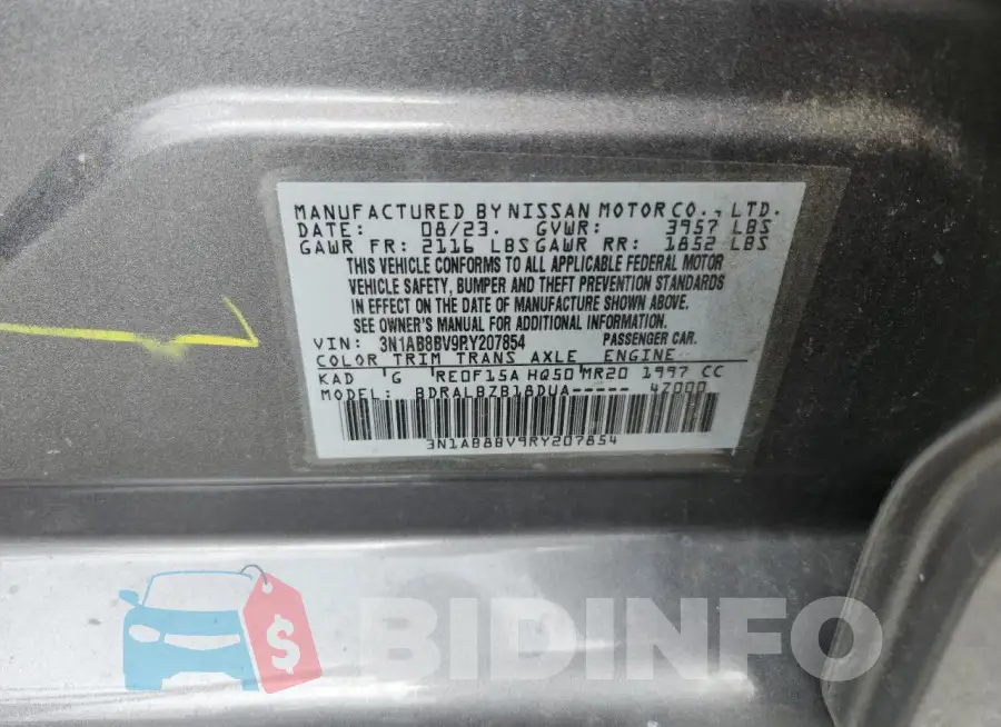 3N1AB8BV9RY207854 Photo# 12