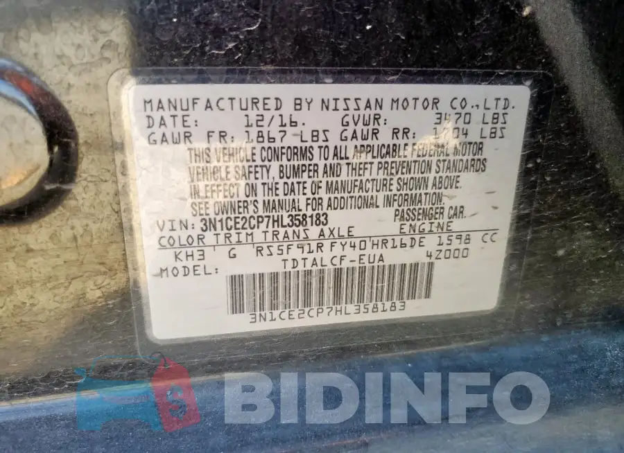 3N1CE2CP7HL358183 Photo# 12