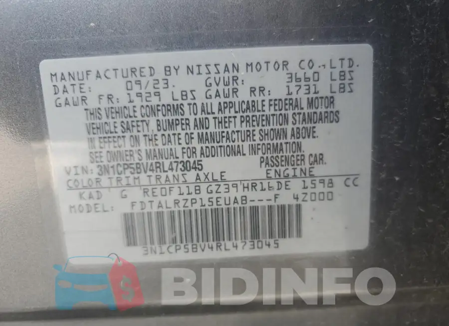3N1CP5BV4RL473045 Photo# 13