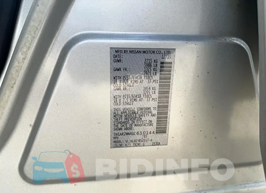 5N1AR2MN4GC610144 Photo# 10