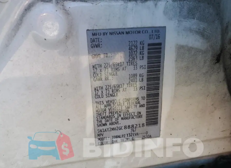 5N1AT2MV2GC888218 Photo# 13