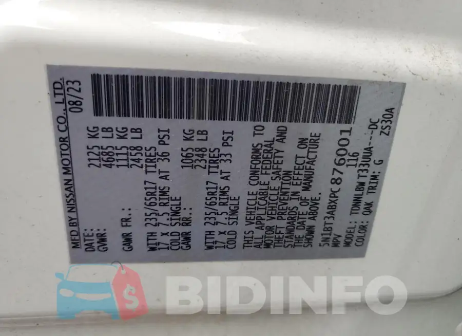 5N1BT3ABXPC876001 Photo# 14