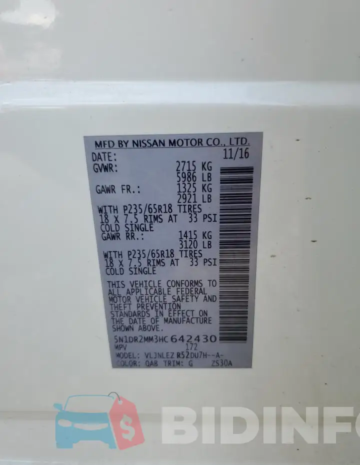 5N1DR2MM3HC642430 Photo# 13