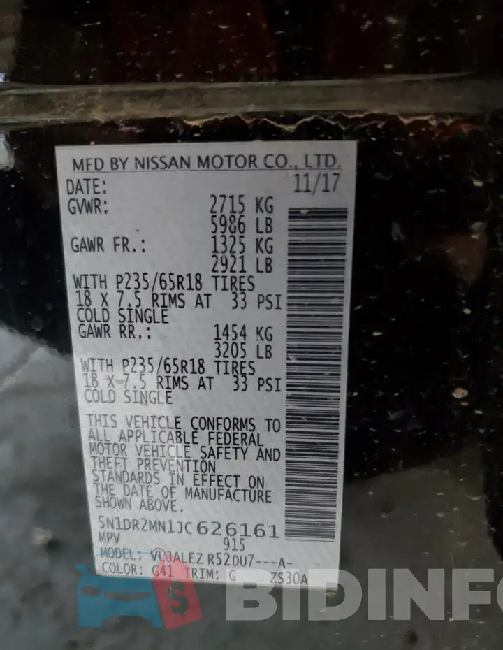 5N1DR2MN1JC626161 Photo# 13