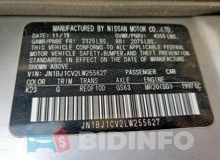 JN1BJ1CV2LW255627 Photo# 12