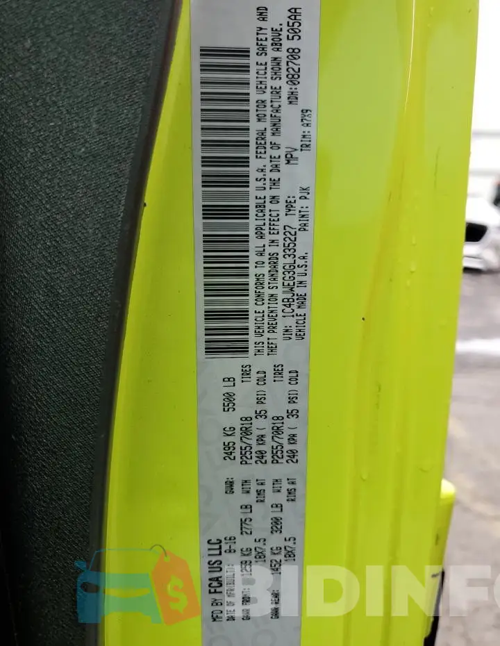 1C4BJWEG3GL335227 Photo# 12