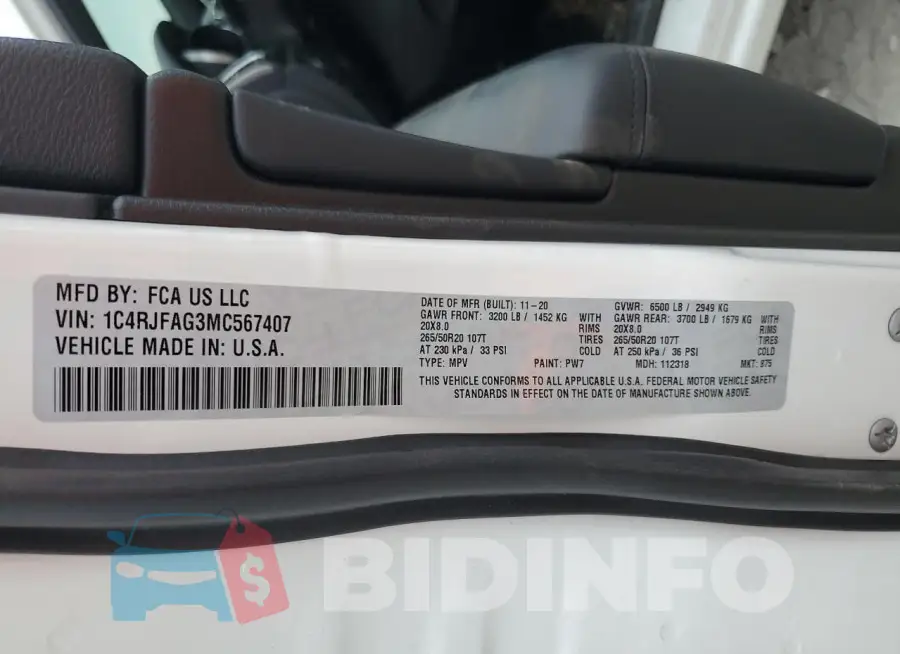 1C4RJFAG3MC567407 Photo# 12