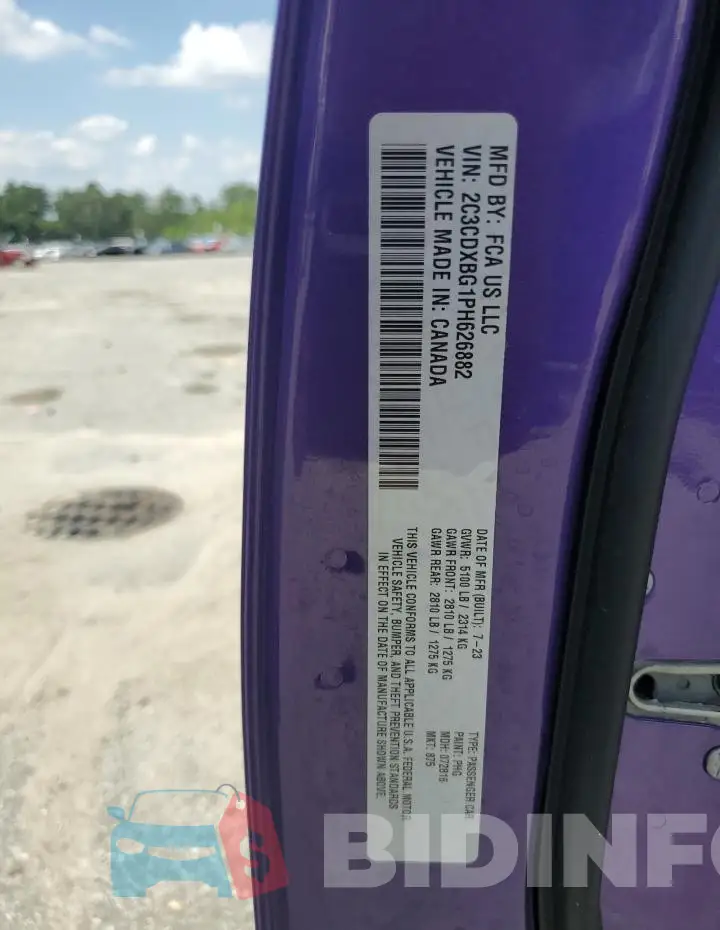 2C3CDXBG1PH626882 Photo# 12