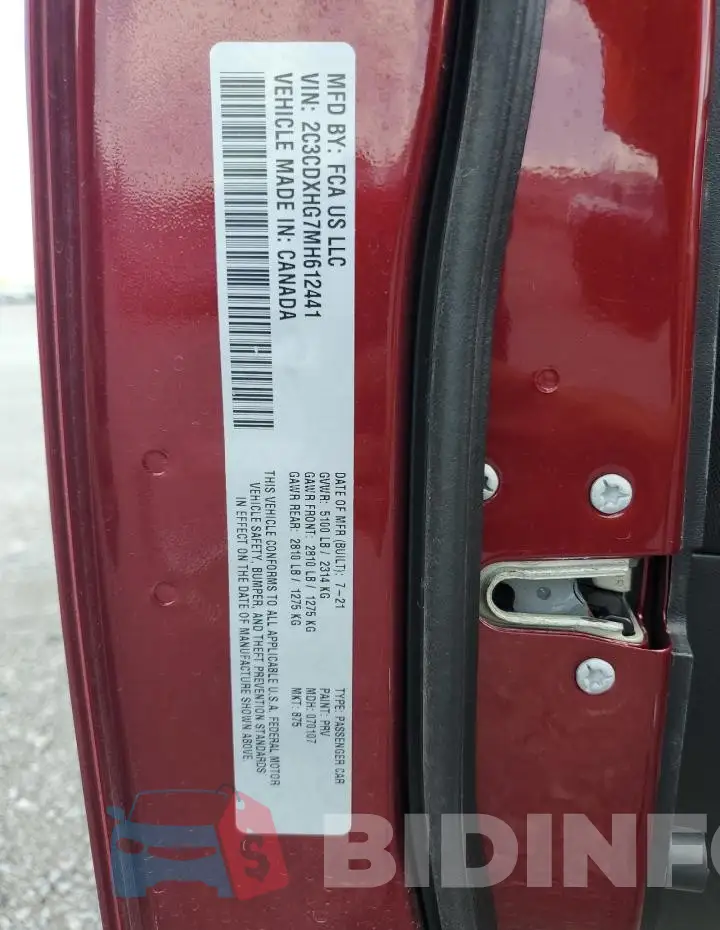 2C3CDXHG7MH612441 Photo# 12