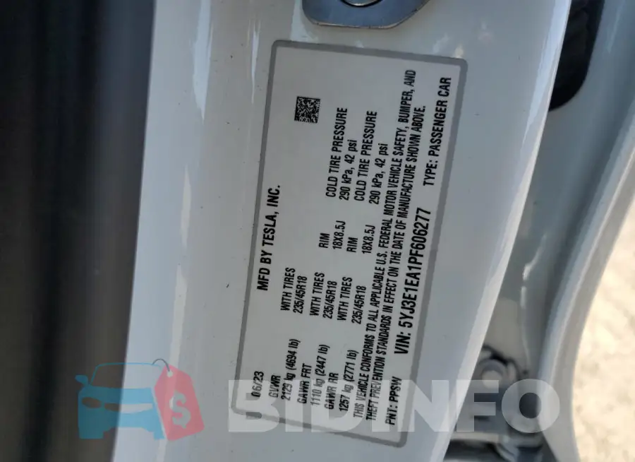5YJ3E1EA1PF606277 Photo# 12