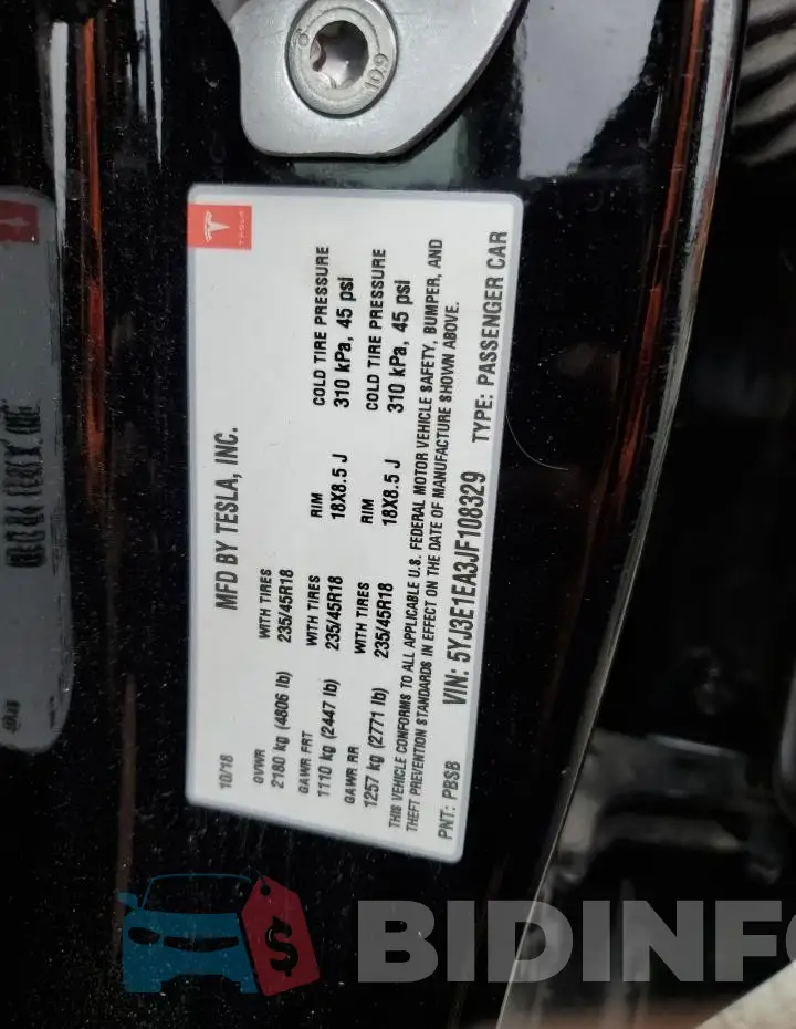 5YJ3E1EA3JF108329 Photo# 12