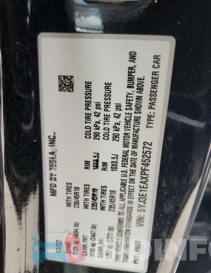 5YJ3E1EAXPF452572 Photo# 12