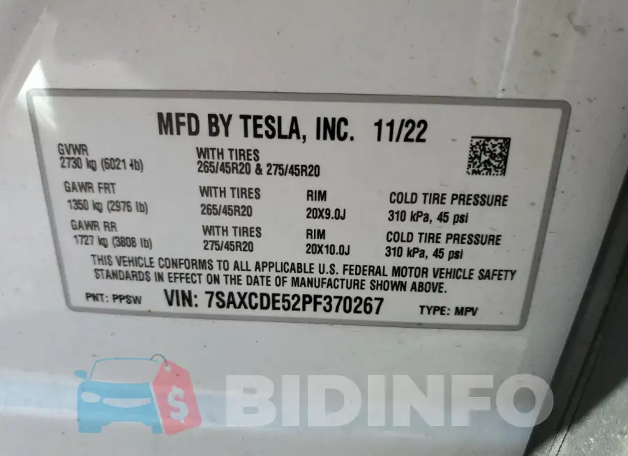 7SAXCDE52PF370267 Photo# 14