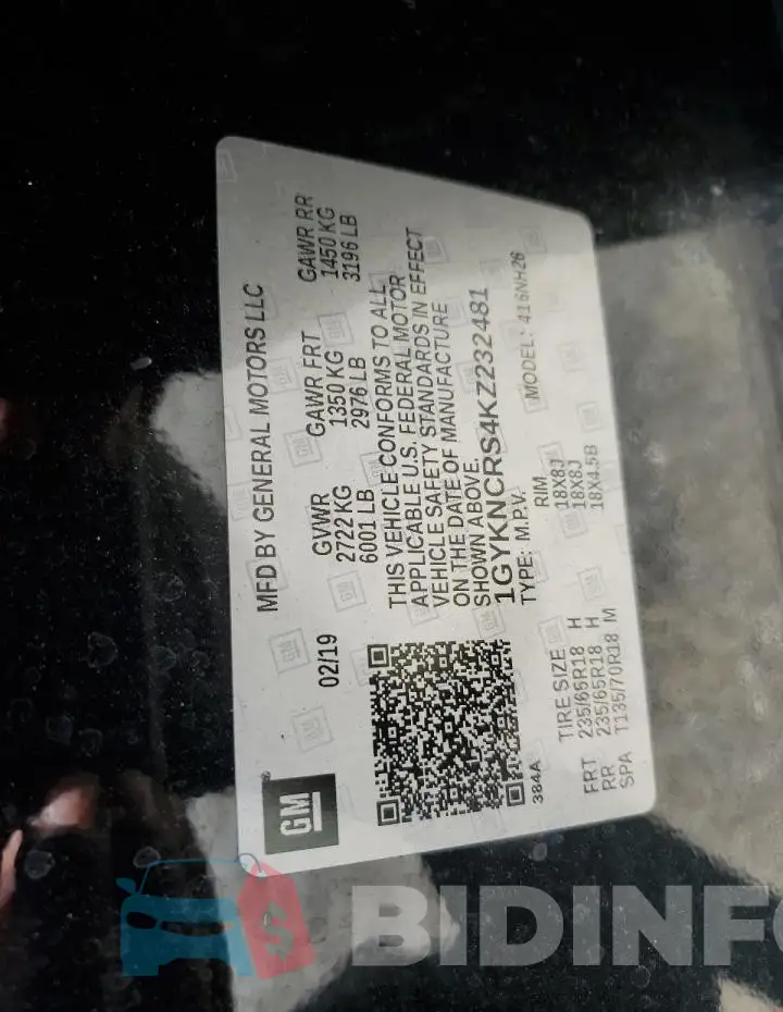 1GYKNCRS4KZ232481 Photo# 13