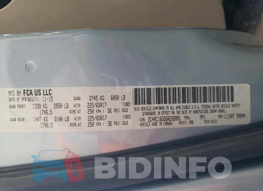2C4RC1BG5GR232091 Photo# 13